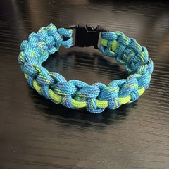 Blue & Green Braided Nylon Paracord Bracelet Plastic Side-Release Buckle