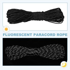 Reflective Fluorescent Paracord Rope 4mm 98 ft for Camping (Black)