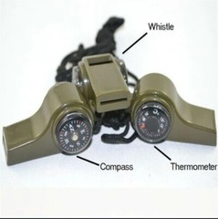 1pc Three-In-One Emergency Survival Whistle With Compass & Thermometer – NEW