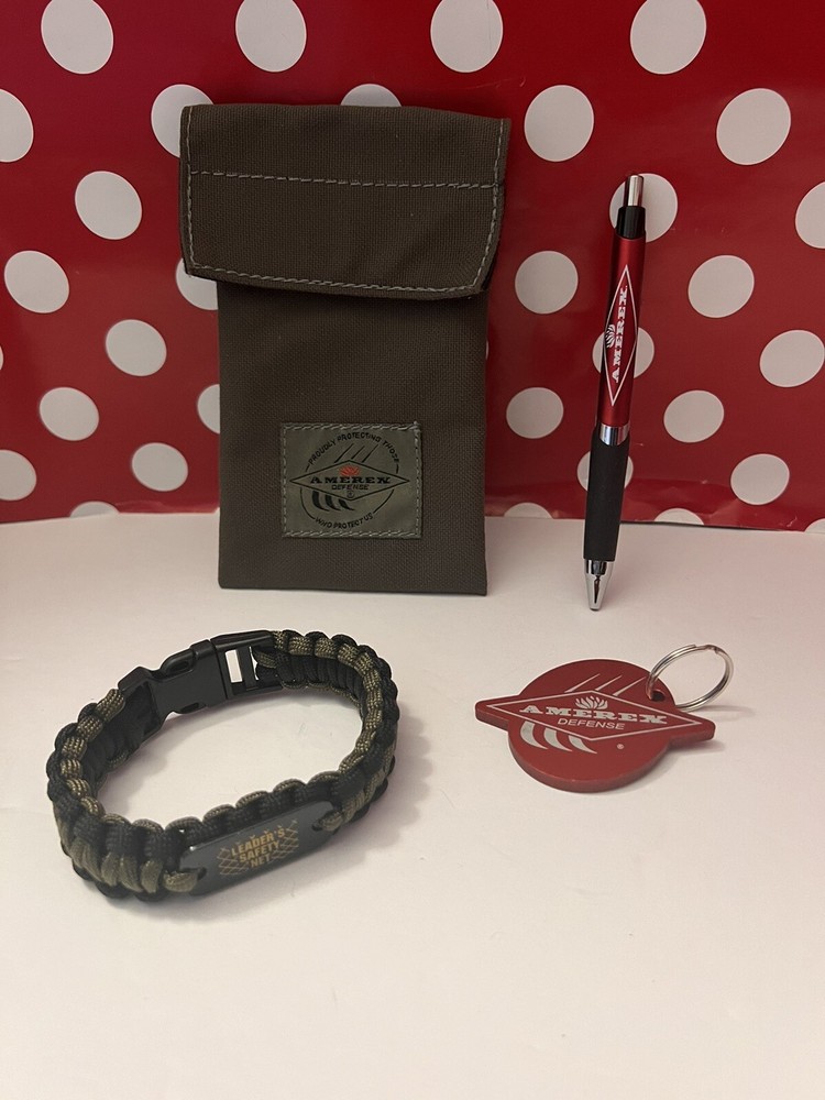 Lot Amerex Defense Army Green Paracord Emergency Survival Bracelet Phone Holder