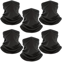 6 Pack Neck Gaiter Face Mask: Scarf Gator Breathable 17.8 x 9.6 inch, Black
