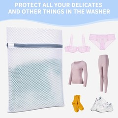 SUOSEC Laundry Bags Mesh Wash with Strong Zipper, 12PCS-12X16IN, White