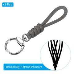 Paracord Lanyard with Closure 5″, 2pcs Wrist Keychain Lanyard, Grey