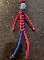 Keychain or knife lanyard. Bag, backpack or jacket zipper pull. Spiderman figure