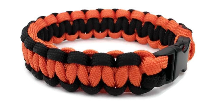 Paracord Bracelet 550 Two-Tone Black/Burst Orange Survival Tactical 3/8″ Buckle