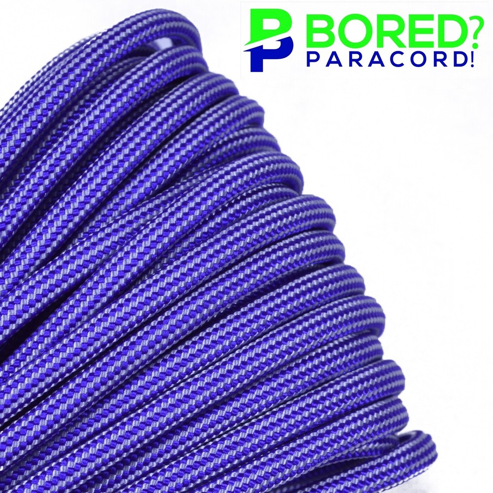 Acid Purple Silver Stripe – 50 Feet – 550 Paracord 7 Strand USA Made