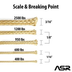 ASR Outdoor Braided Technora 950lb Survival Cord Rope – Natural (Many Lengths)