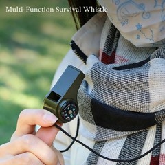 2 Pack Safety Whistle 3-In-1 Compass Thermometer Survival Gear Kit with Lanyard