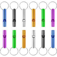 12PCS Emergency Survival Whistle Aluminum Keychain Loud Safety Camping Hiking Ou