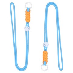 2 Pcs Paracord Lanyard Necklace, Lanyard with Split Ring, Blue & White & Orange