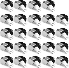 Durable Aluminum Sports Whistles (24 Pack) with Lanyards for Coaches & Referees