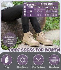 DYW Merino Wool Hiking Socks for Women Men Thermal Warm Winter Medium, Black