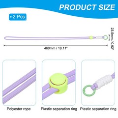 2 Pcs Paracord Lanyard Necklace, Split Ring, Light Purple & White & Green