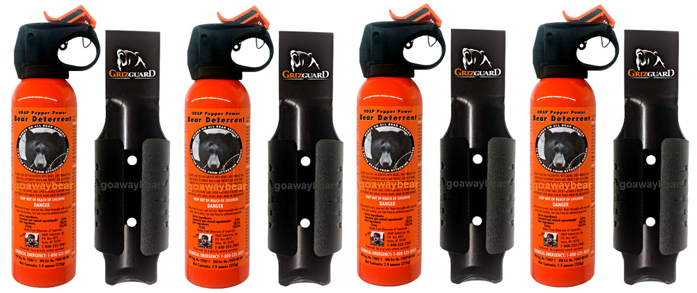 Lot of 4 – UDAP Pepper Power Bear Spray Repellant w/ Griz Guard Holster