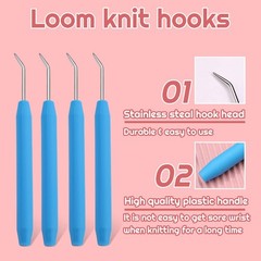 WONVOC Loom Knit Hook Set, Crochet Needle Kit, 8 Pcs Blue 8 pcs,