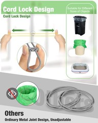 Garbage Can Rubber Bands Cord Lock Adjustable Design 6pcs (black,grey,white)