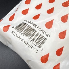 Supreme Ballpark Rain Poncho SS20A66 Adjustable Plastic White/Red Camping