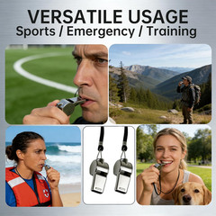 Whistle,2 Pack Stainless Steel Sports Whistle with Lanyard for Coaches