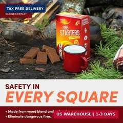 Fire Starter Squares, 160 Count, Campfire, Charcoal Grill & Wood Stove | Water-r