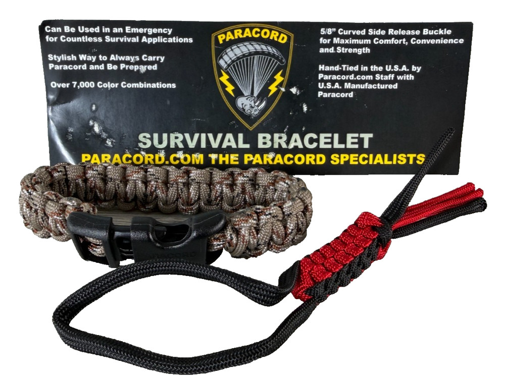 Paracord Survival Bracelet 5/8″ Curved Buckle Camo 9″ Large #PC-SB Made in USA