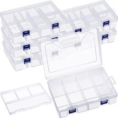 Honoson 6 Pack Fishing Tackle Box Organizer Storage 9 x 6 x 2.3 inches, Clear