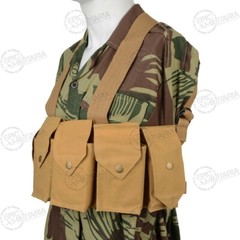 Repro Military Style Rhodesian Chest Rig- EXTRA POUCHES- Webbing-Airsoft- Tan