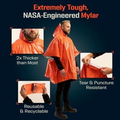 Emergency Mylar Poncho with Hood – Lightweight, Compact Survival Rain Gear for H