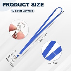 10Pcs 16.9″ Polyester Flat Lanyard with Lobster Clasp for Office, Blue