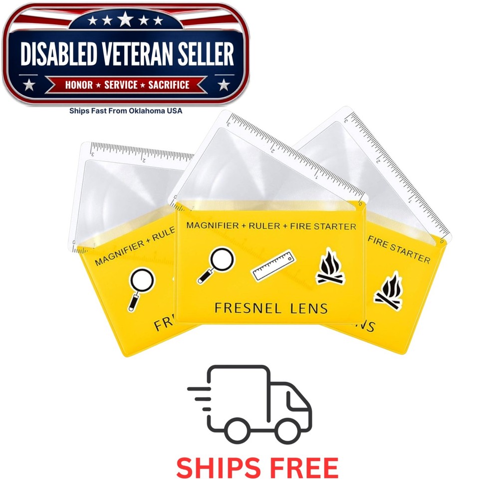 3 Pcs Pocket Wallet Size Survival Emergency Firestarter YELLOW Protective Sleeve