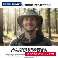 Mosquito Head Net for Hat with Arm Sleeves, No See Um Bug Face Net, Breathable F