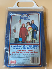 Poncho Rain Yellow Emergency Vinyl Blue Heavy Vinyl Attached Hood 1 Size 3 Lot