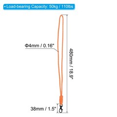 2pcs 19″ Paracord Lanyard Lobster Clasp Necklace Badge Holder Strap Cord, Orange