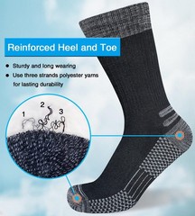 suaskk Men’s Crew Work Boot Socks, Thick Cushioned 9-12, Black 4 Pairs
