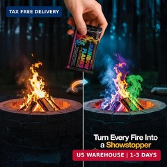 Complete Campfire Kit , Box include 6 Magical Color Changing Fire Packs, 20 Game