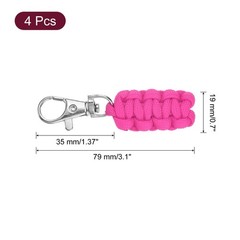 4pcs Paracord Zipper Pulls, Paracord Lanyard Keychain, Pink