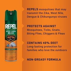 Repel Insect Repellent Sportsmen Max Formula 40% DEET Aerosol Spray – (4 Pack)