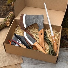 All in 1 Survival Bushcraft Camping Kit Axe Knife Saw Ferro Rod Sharpening Tool