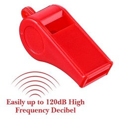 12PCS Red Emergency Whistles with Lanyard 120dB Whistles Multi-use Plastic