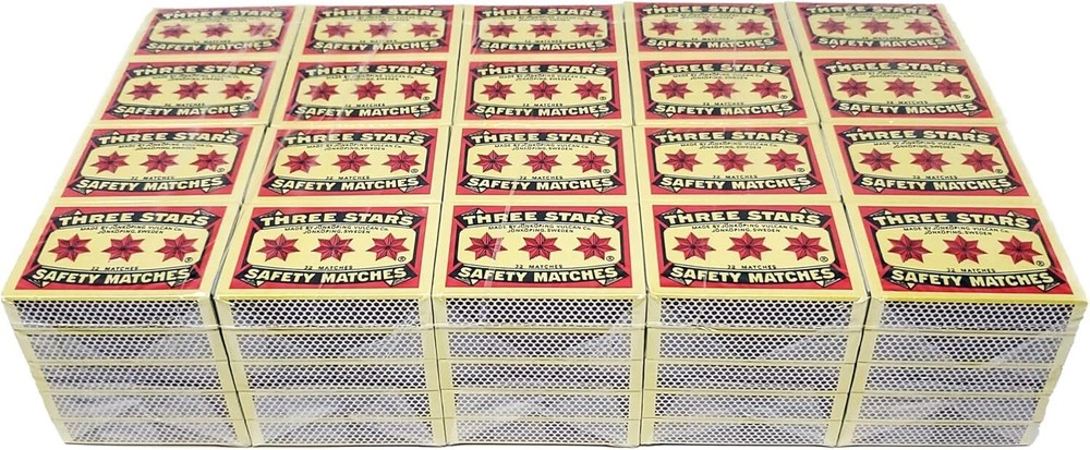 Swedish Camping Matches Three Stars Safety Matches 100 small boxes new