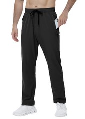 Nakvoc Mens Lightweight Hiking Pants Water Resistant Quick-Dry Large, Black