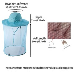 Head Netting Mosquito Net Hat Beekeeper Bee Veil Hat Bug Face Cover Netted Fi…