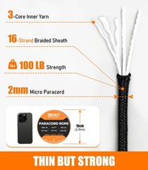 2mm Paracord, Micro Paracord Rope, Thin Braided Cord
