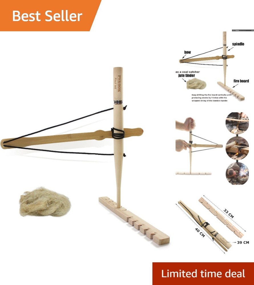 Bow Drill Fire Starter Kit: Primitive Wood Survival Tool for Outdoor Learning