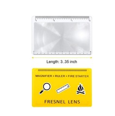 Wallet Size Fresnel Lens Firestarter Size 4X Magnification Protective Sleeve