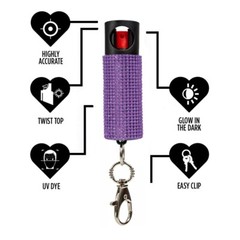 4 Pack Bling It On Key Ring Self Defense Pepper Spray Purple Jeweled Cary Case