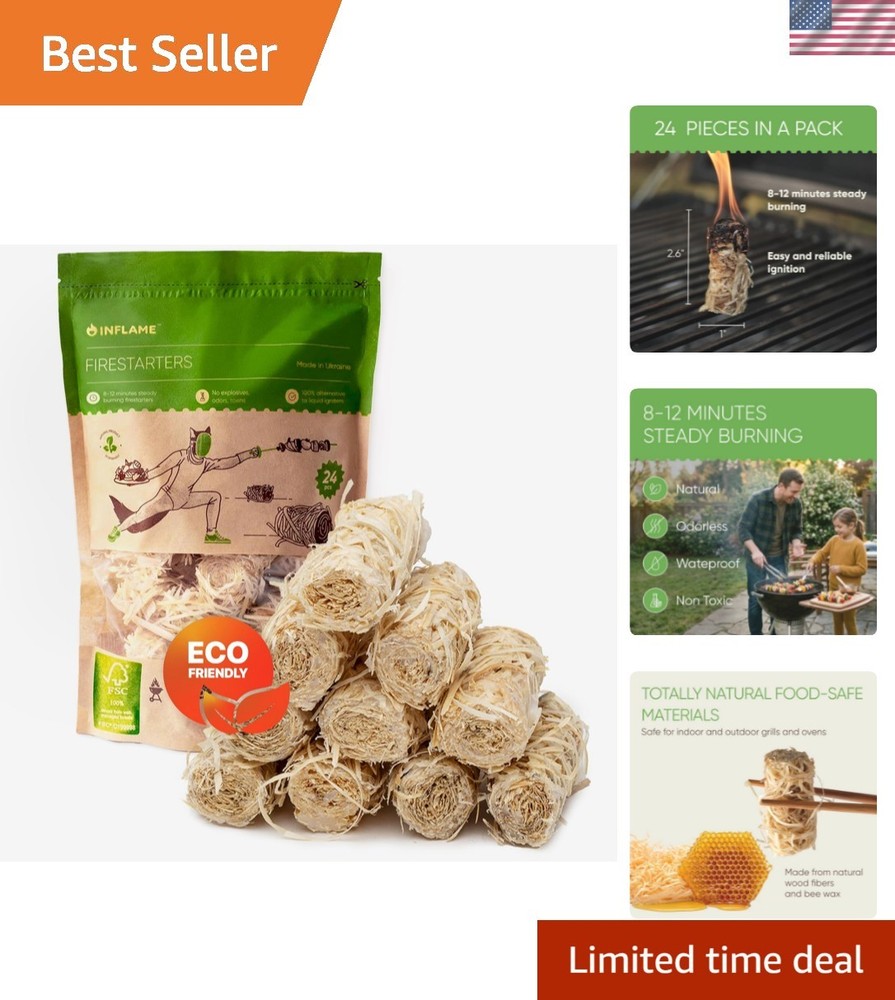 Waterproof Fire Starters – 24 Natural Wood Sticks for Outdoor Adventures