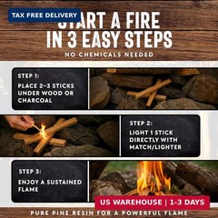 10lb Fatwood Fire Starter Sticks | 100% Natural Fire Starters for Campfires, Fir