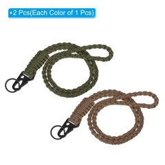 2Pcs 22″ Paracord Neck Lanyard Keychain Braided Strong Lanyard with Brown Green