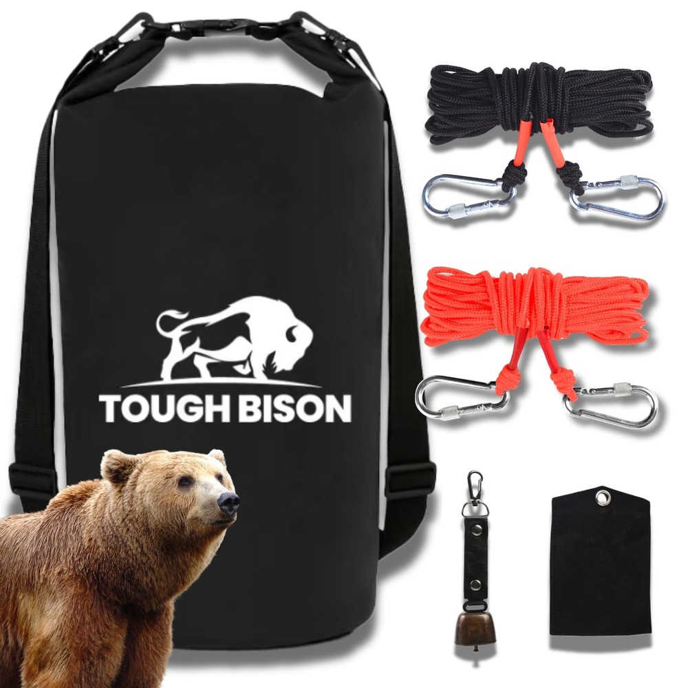 Bear Bag Hanging Kit – 10L Waterproof Bear Proof Food Storage Bag, 2 Straps,
