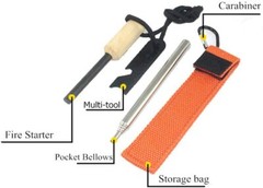 Fire Starter 3/8″ Thick Ferro Rod w/Striker/Telescopic Blow Pipe/Storage Bag